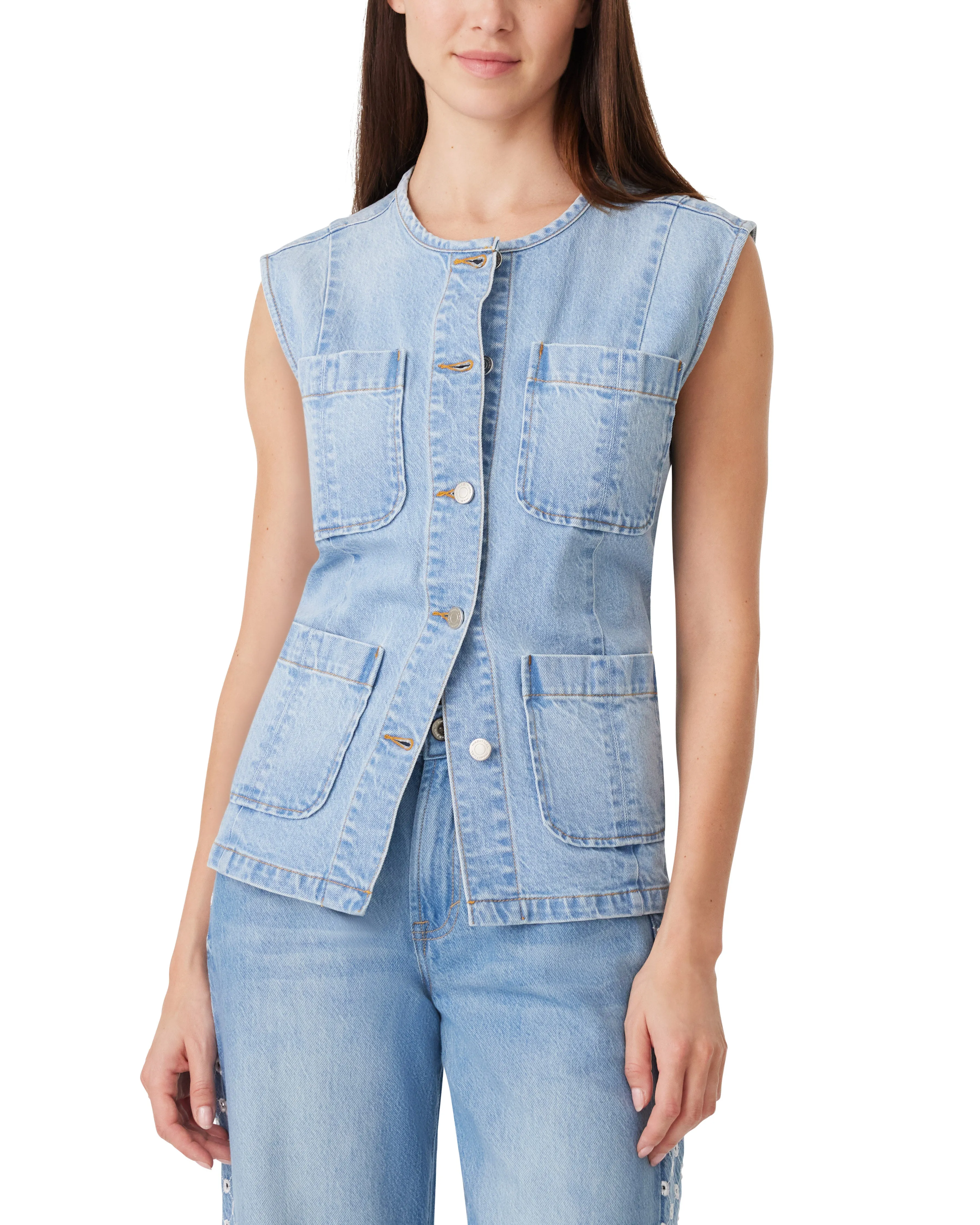 Collarless Belted Vest sold by Habitual product image thumbnail 5