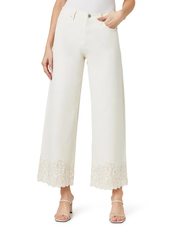 Wide Leg Embroidered Crop Jeans made by Habitual