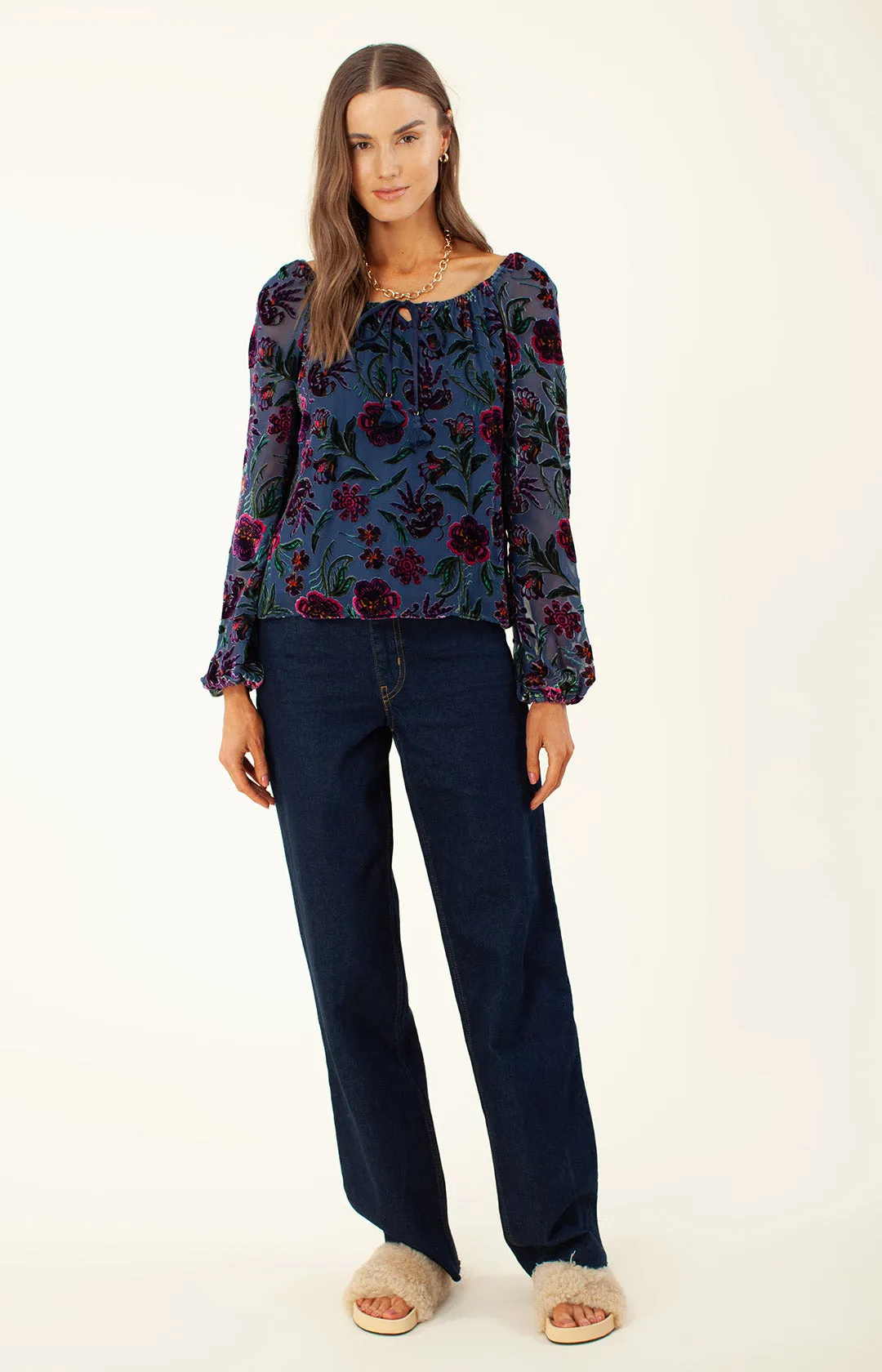 Edessa Velvet Burnout Top sold by Hale Bob
