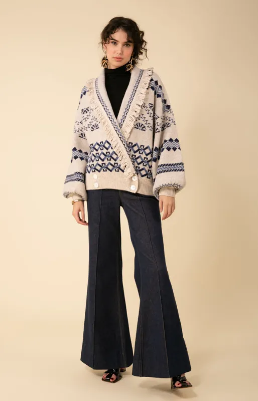 Ines Wrap Jacquard Sweater sold by Hale Bob