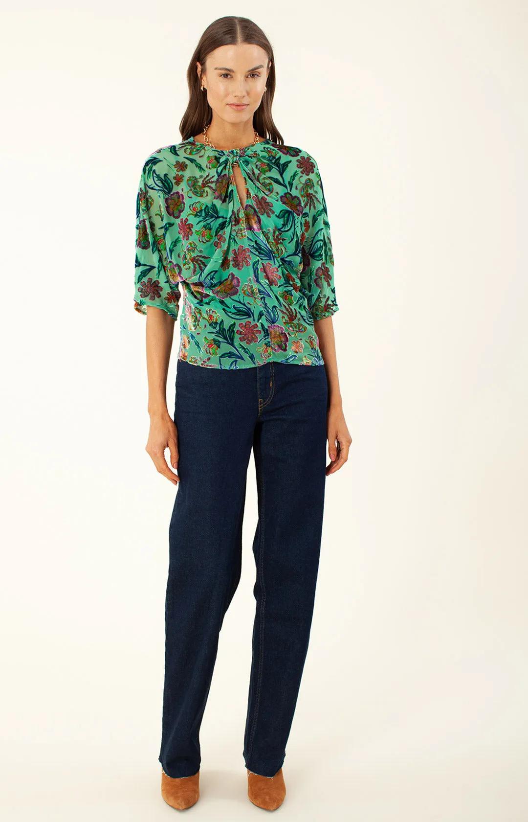 Delyse Velvet Burnout Keyhole Top sold by Hale Bob product image thumbnail 3