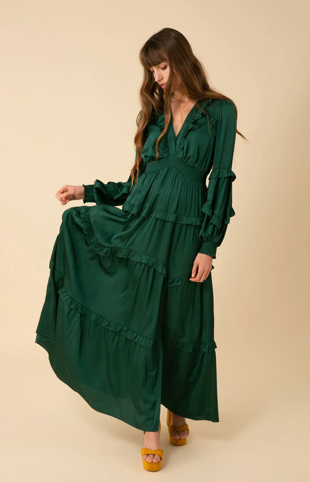 Mathilde Solid Tiered Maxi Dress sold by Hale Bob product image thumbnail 5
