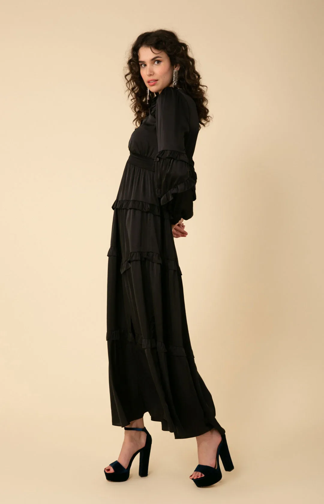 Mathilde Solid Tiered Maxi Dress sold by Hale Bob product image thumbnail 3