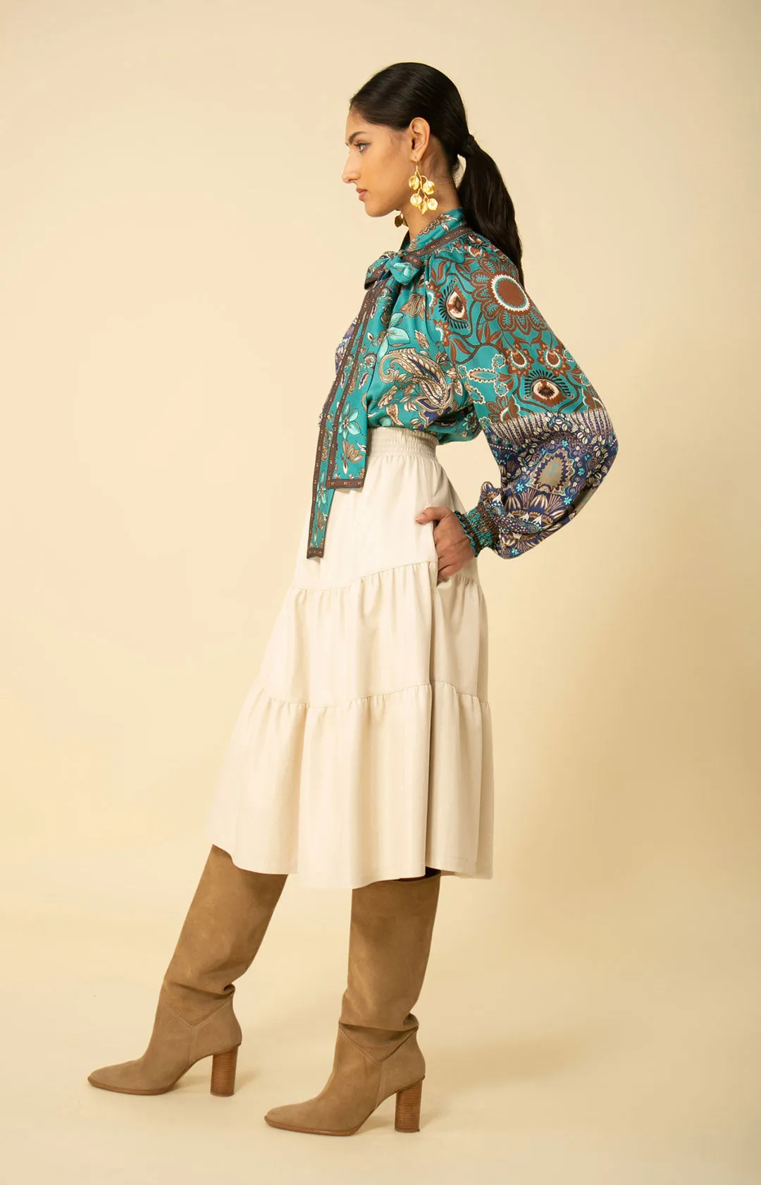 Addison Twill Scarf Tie Neck Top sold by Hale Bob product image thumbnail 4