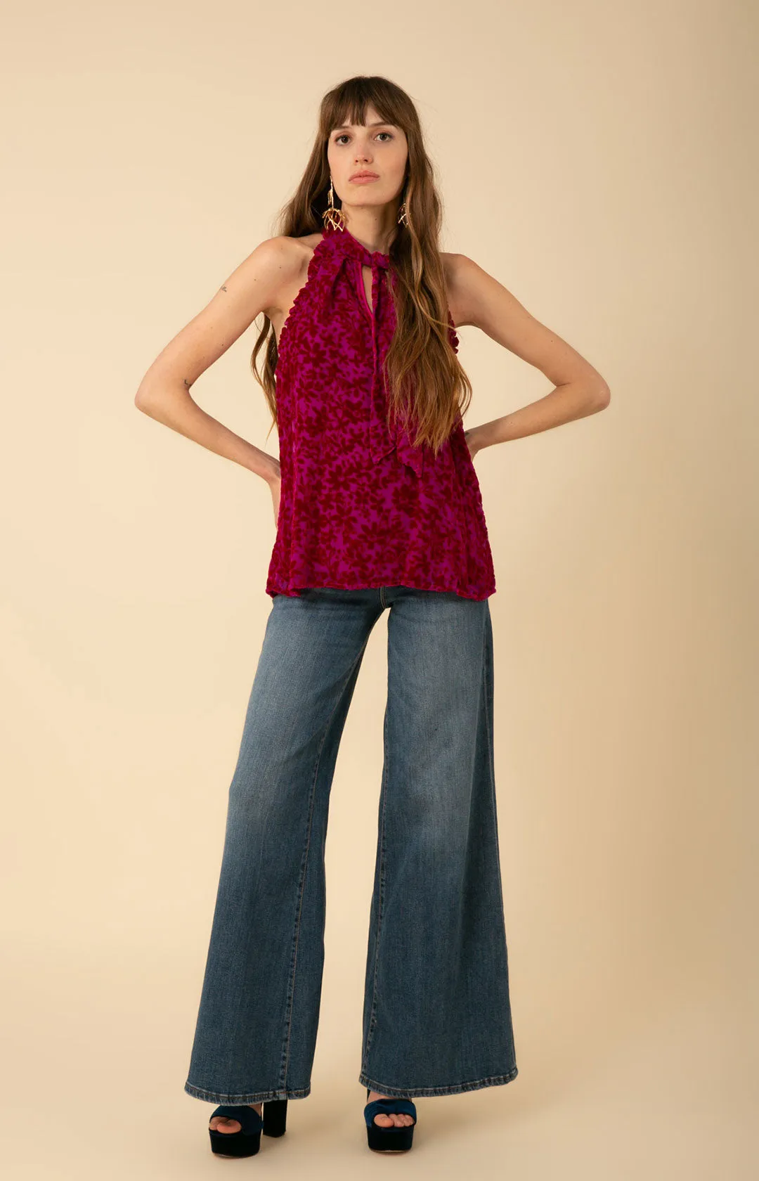 Thais Solid Halter Velvet Burnout Top sold by Hale Bob product image thumbnail 5