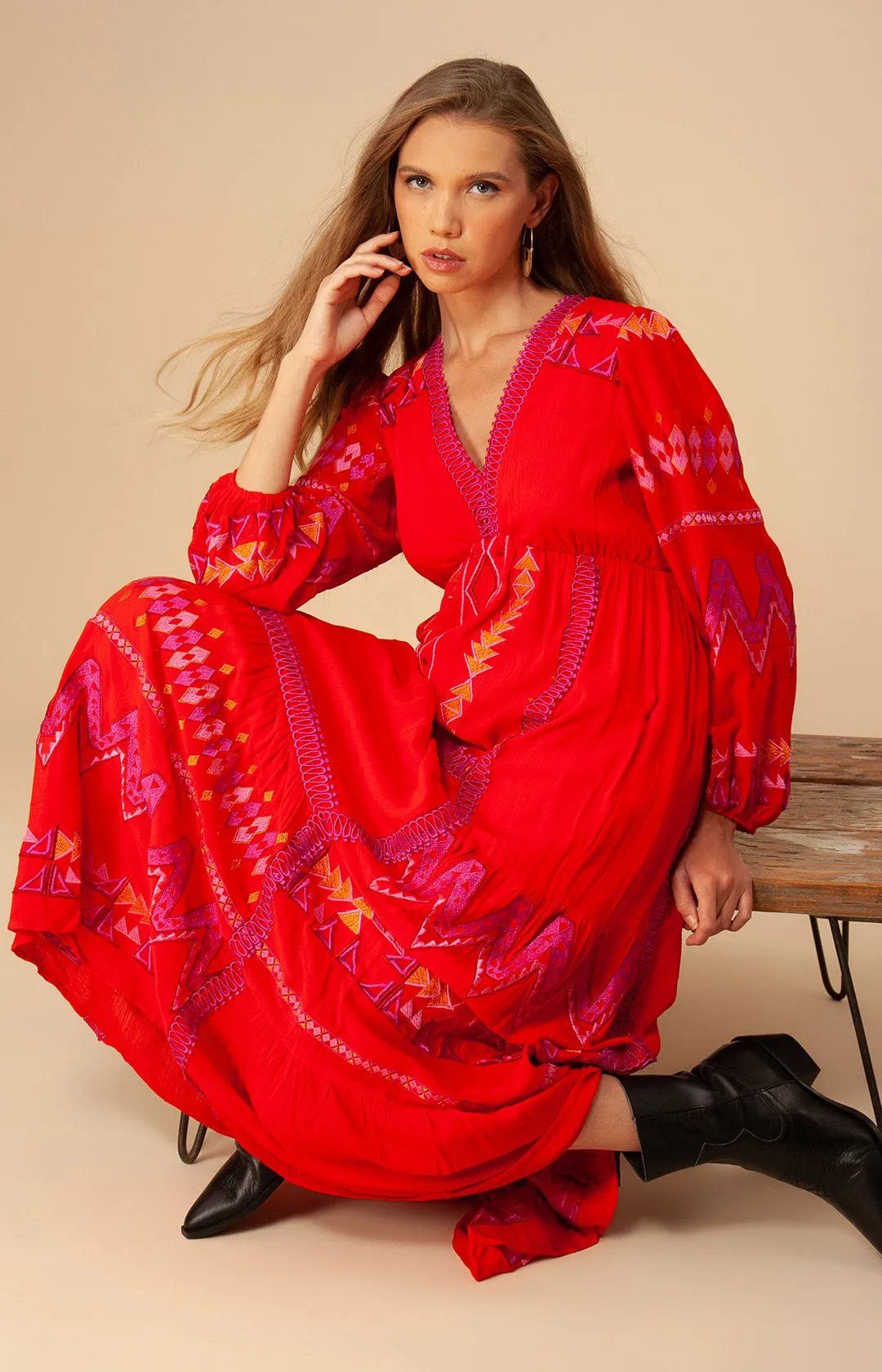 Fallin Embroidered Maxi Dress sold by Hale Bob product image thumbnail 3