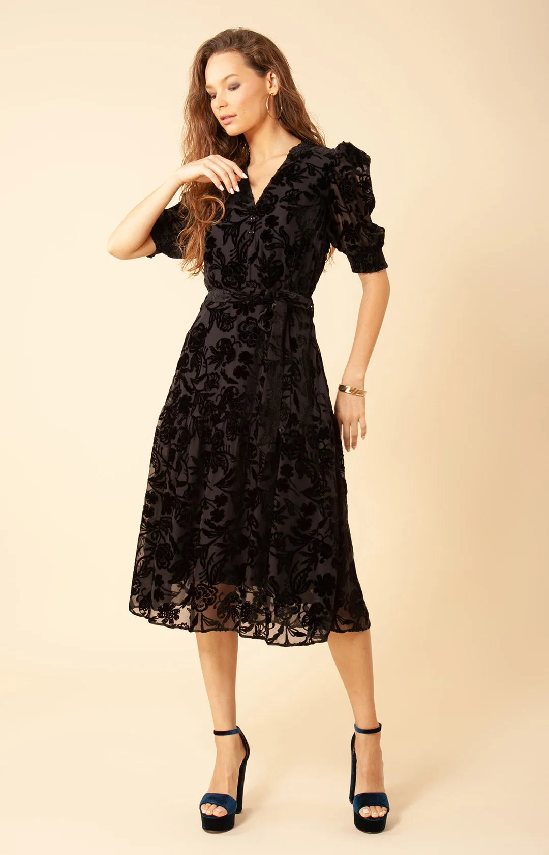 Kimbra Solid Velvet Burnout Dress sold by Hale Bob product image thumbnail 3