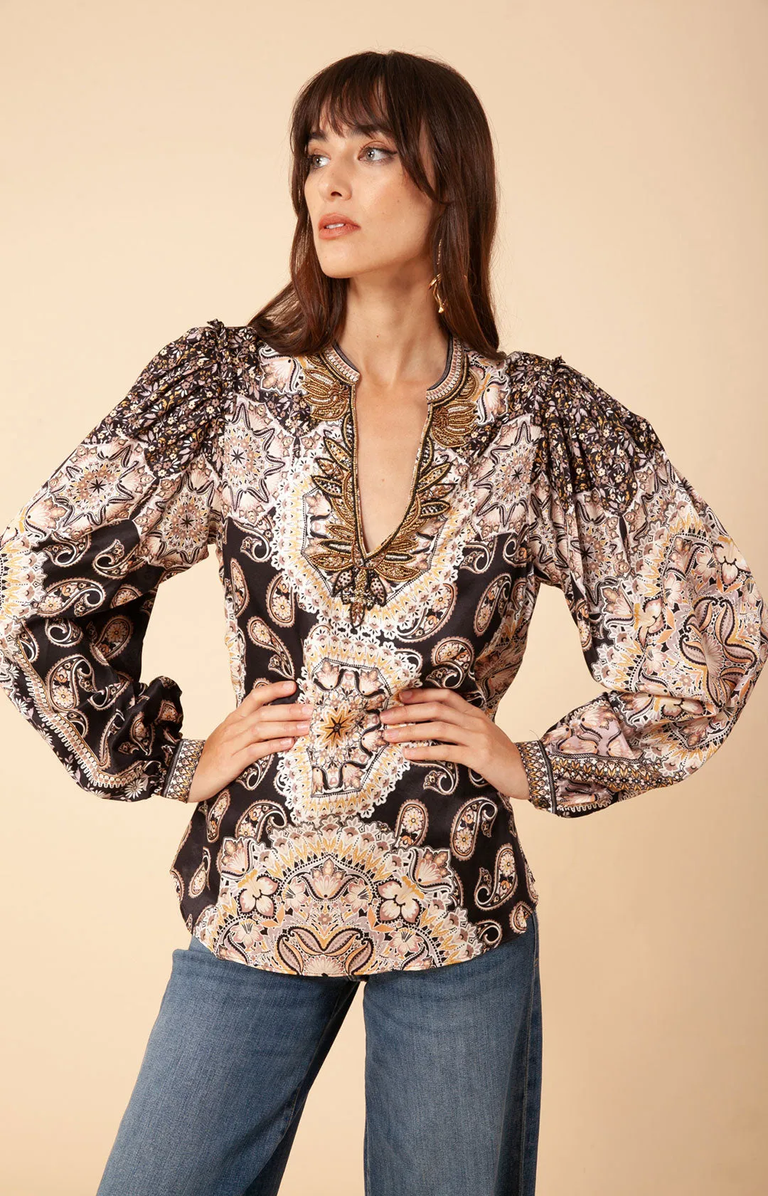 Joleen Charmeuse Top Beaded sold by Hale Bob product image thumbnail 5
