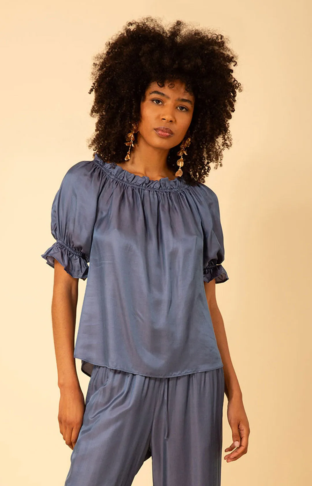 Tatum Solid Charmeuse Balloon Sleeve Top sold by Hale Bob product image thumbnail 5