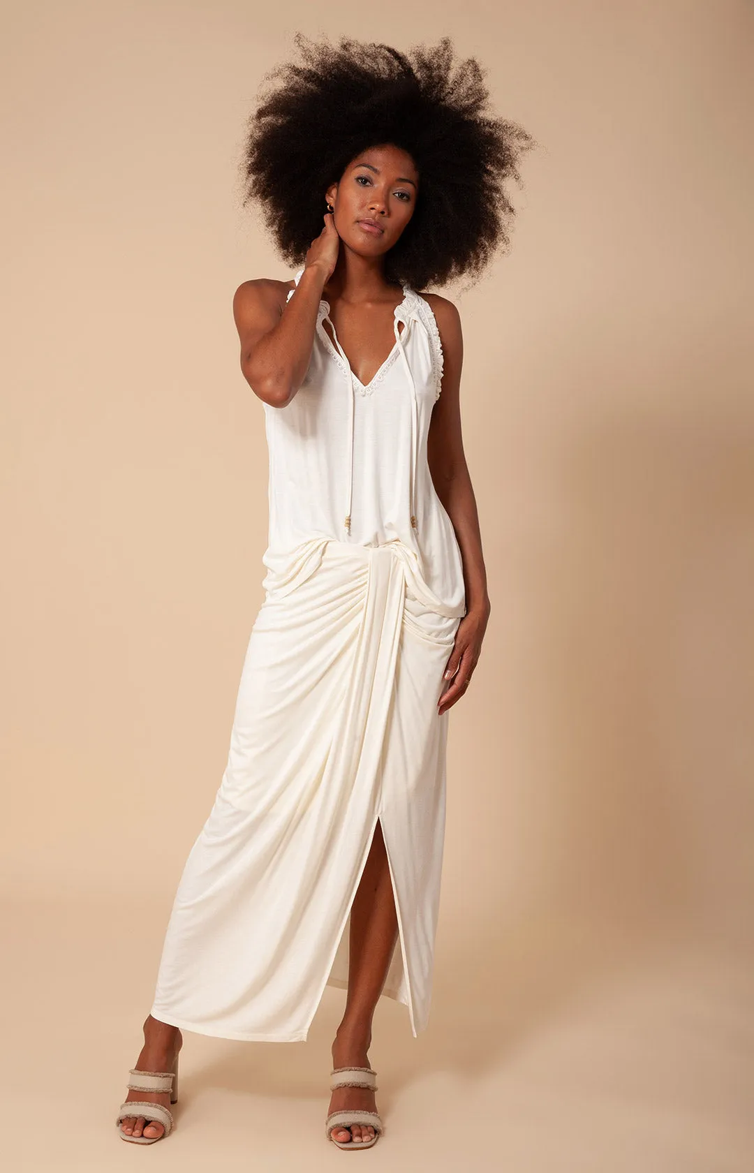 Adaline Draped Solid Jersey Skirt sold by Hale Bob