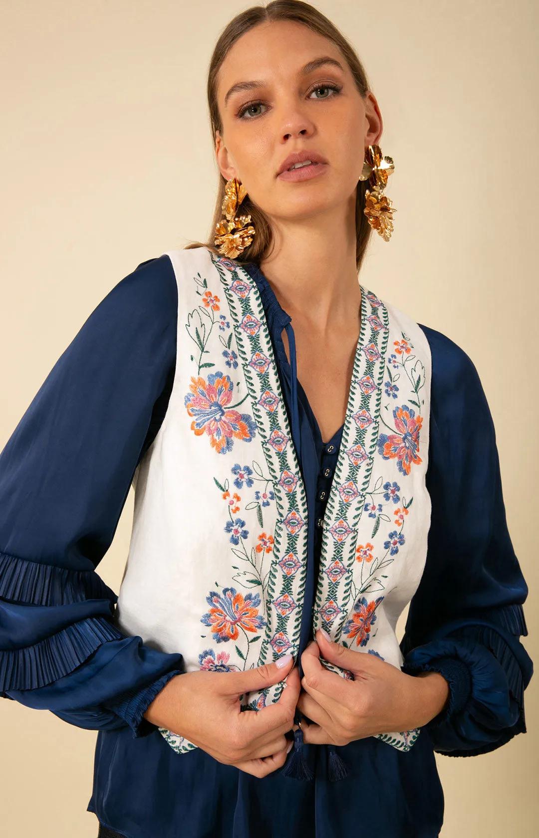 Madeleine Embroidered Linen Vest sold by Hale Bob product image thumbnail 4