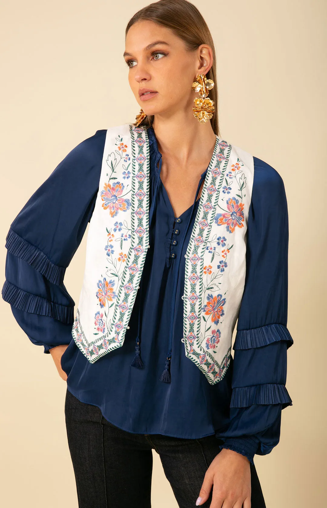 Madeleine Embroidered Linen Vest sold by Hale Bob product image thumbnail 2