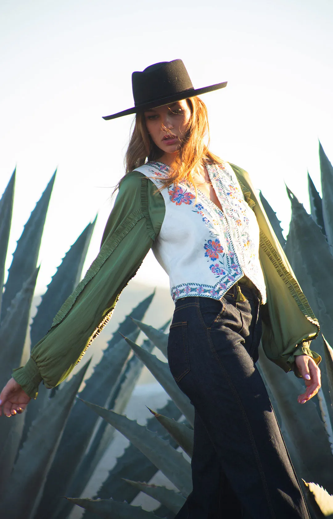 Madeleine Embroidered Linen Vest sold by Hale Bob