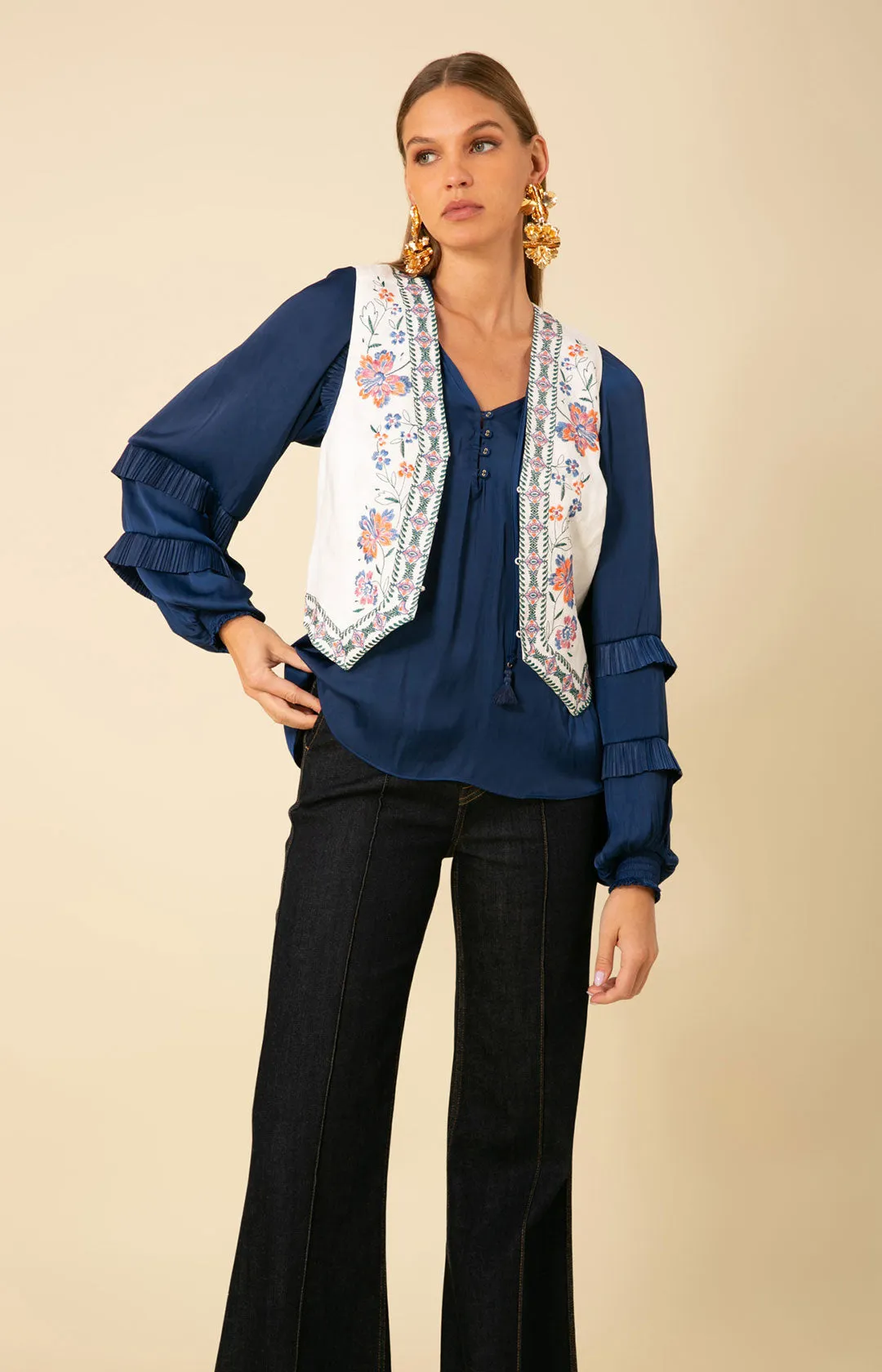 Madeleine Embroidered Linen Vest sold by Hale Bob product image thumbnail 5