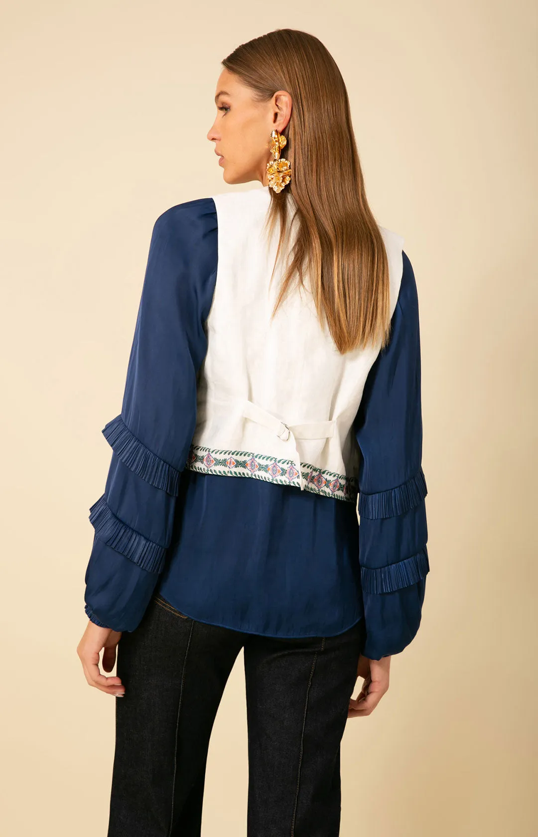 Madeleine Embroidered Linen Vest sold by Hale Bob product image thumbnail 3