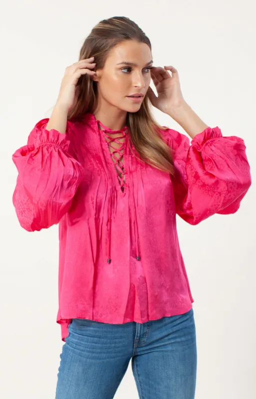 Nora Lace Up Top sold by Hale Bob