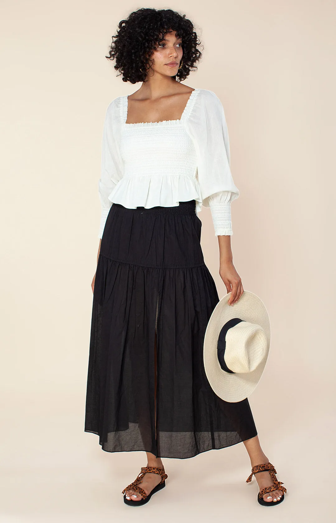 Mattie Solid Smocked Top sold by Hale Bob