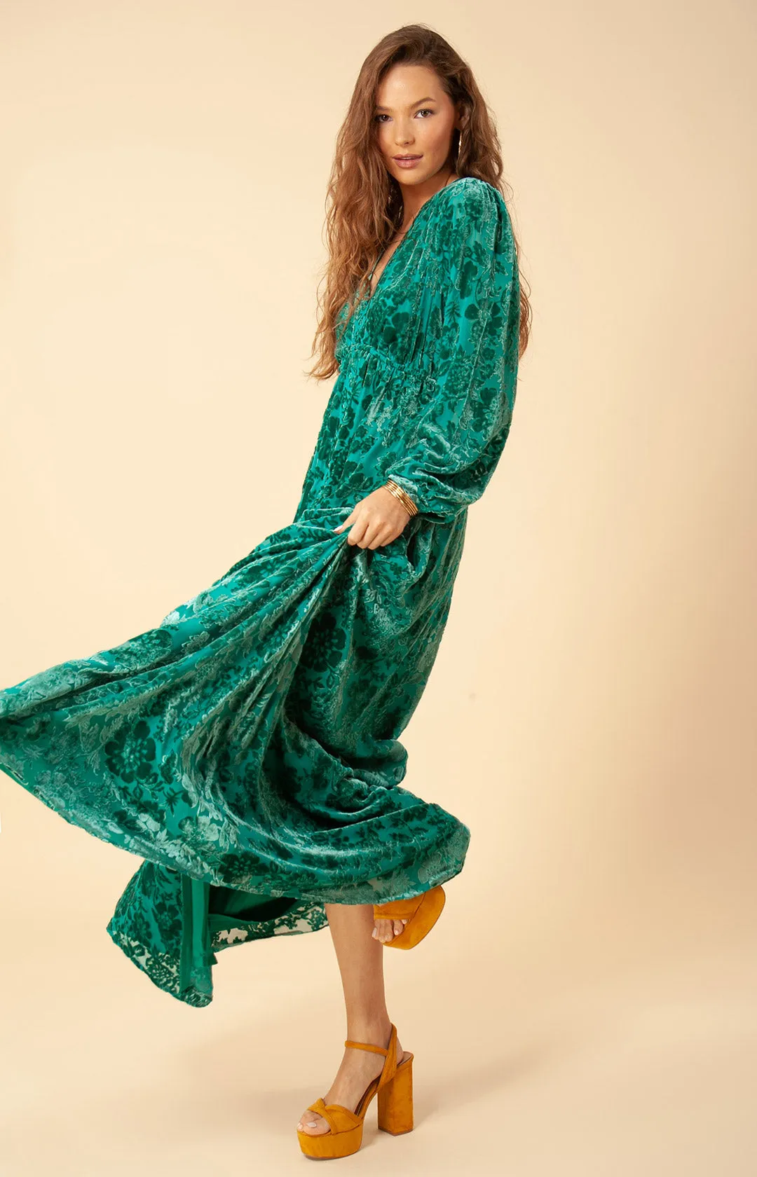 Alice Solid Silk Maxi Dress sold by Hale Bob product image thumbnail 3
