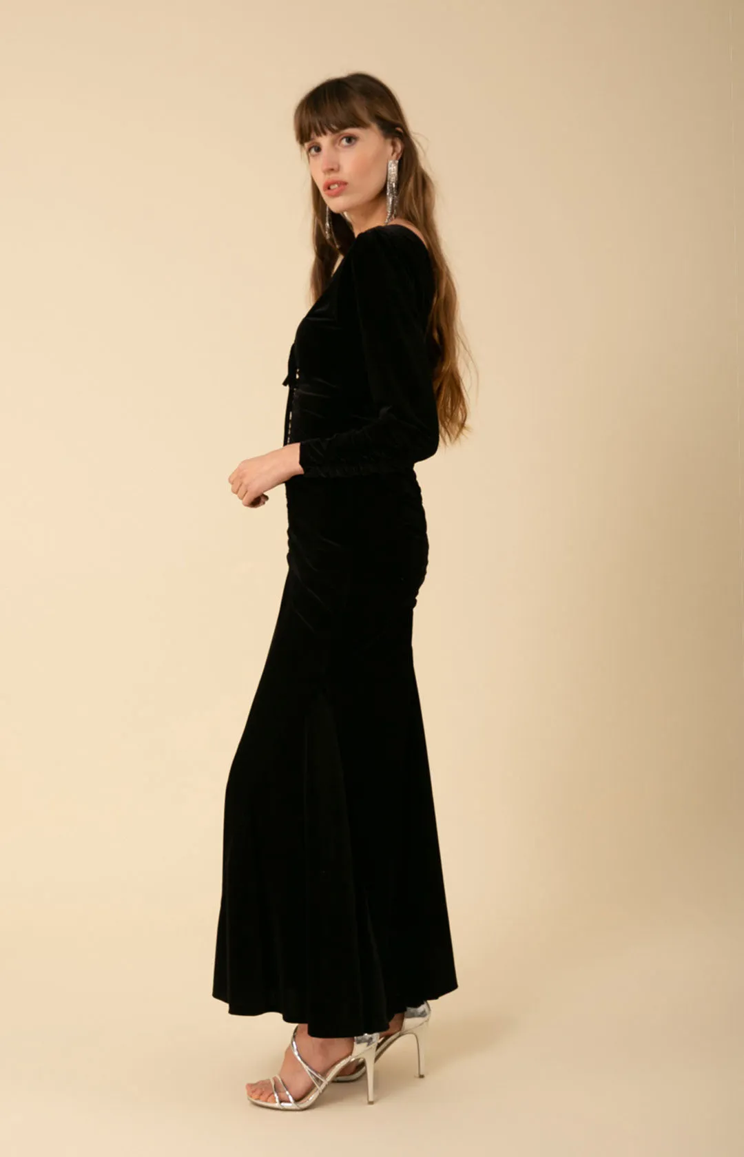 Lya Shirred Velvet Maxi Dress sold by Hale Bob product image thumbnail 4