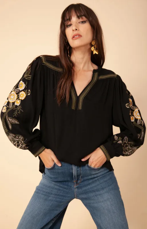 Dixon Embroidered Crepe Top sold by Hale Bob