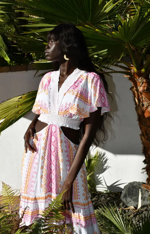 Pruie Embroidered Cut-Out Maxi Dress sold by Hale Bob