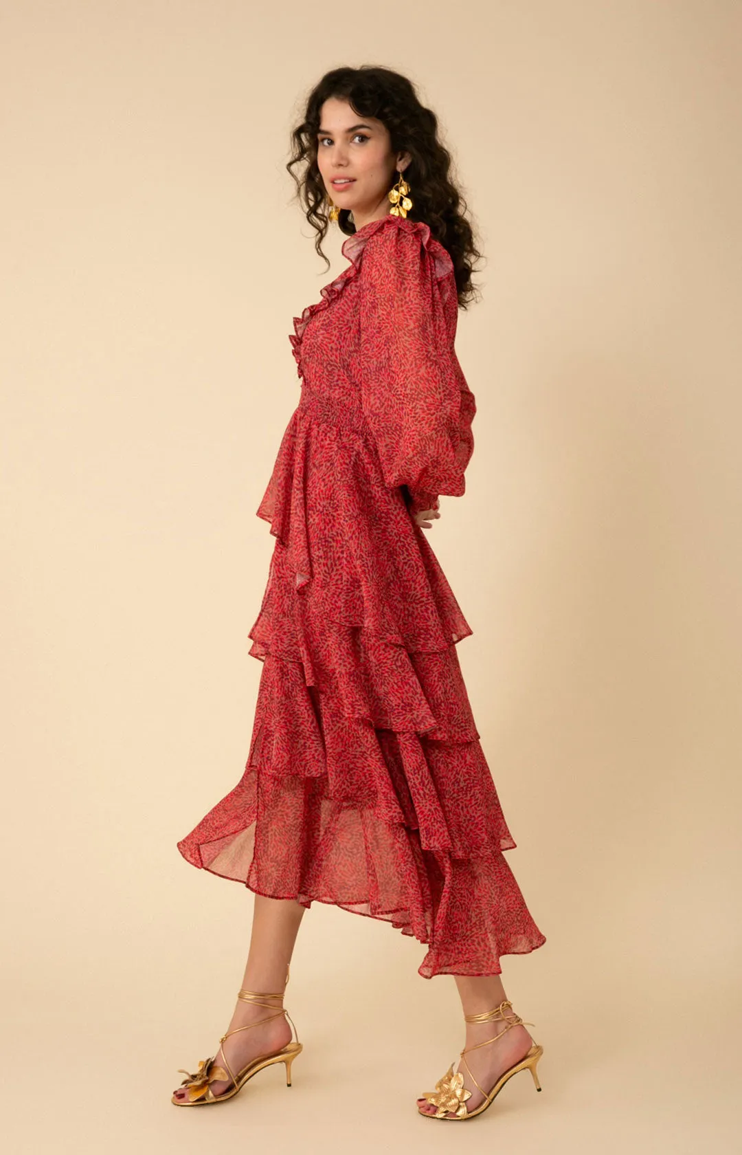 Alma Tiered Chiffon Dress sold by Hale Bob product image thumbnail 3