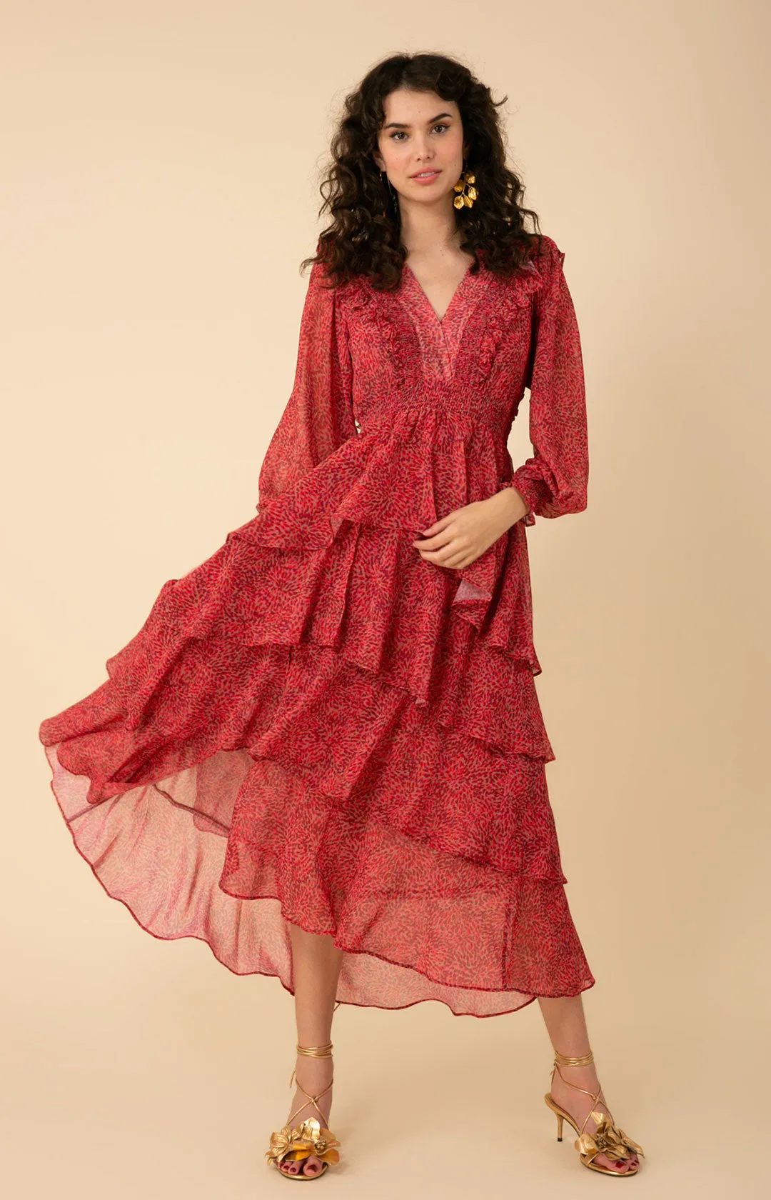 Alma Tiered Chiffon Dress sold by Hale Bob product image thumbnail 4