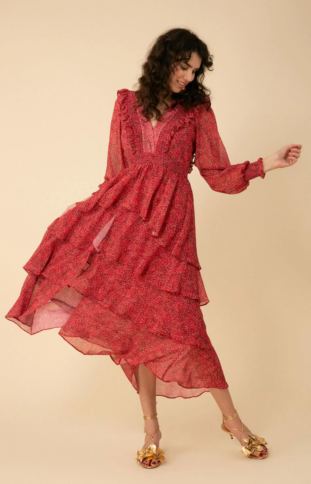 Alma Tiered Chiffon Dress sold by Hale Bob