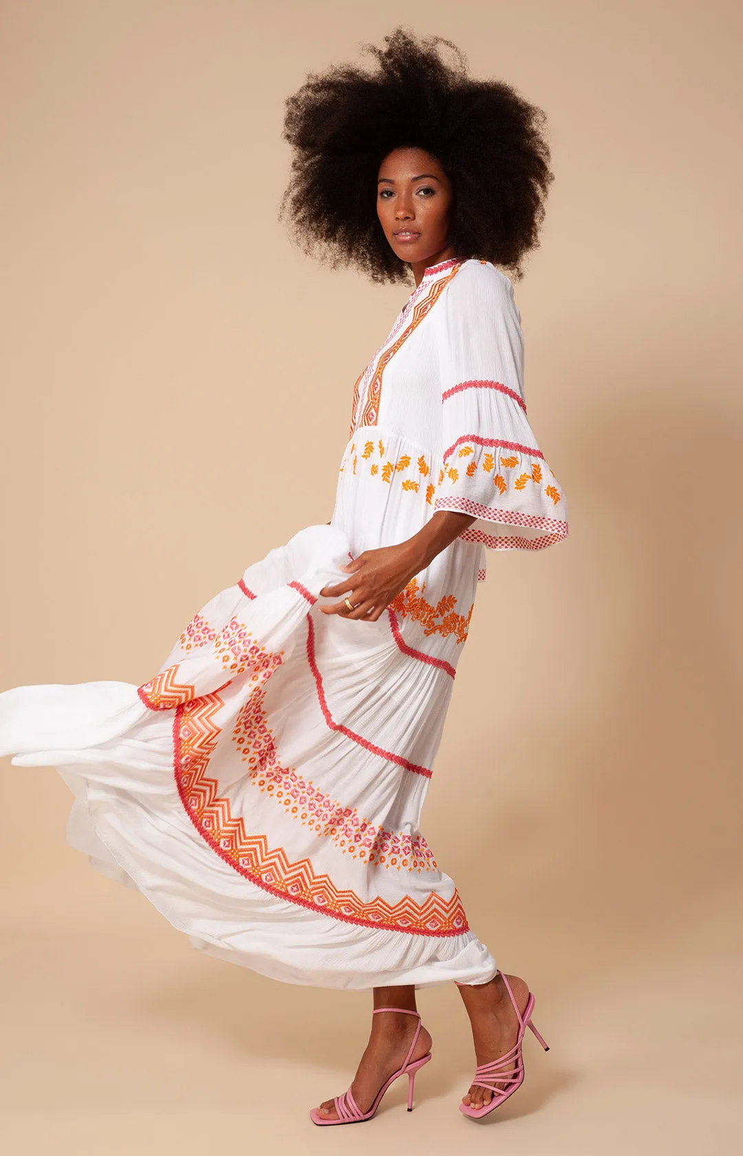 Taliah Embroidered Crinkle Gauze Maxi Dress sold by Hale Bob product image thumbnail 5