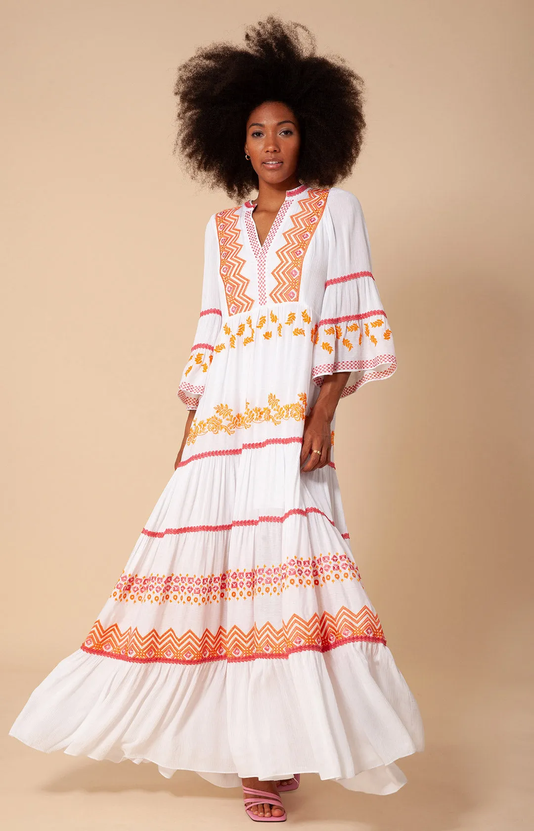 Taliah Embroidered Crinkle Gauze Maxi Dress sold by Hale Bob product image thumbnail 3