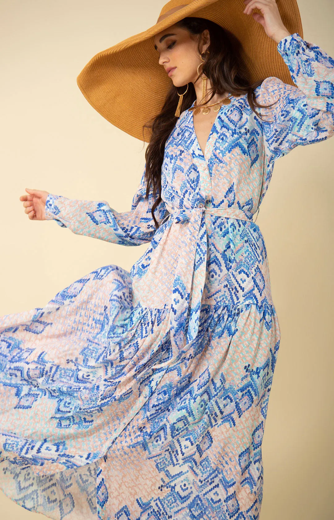 Arya Button Down Maxi Dress sold by Hale Bob product image thumbnail 4
