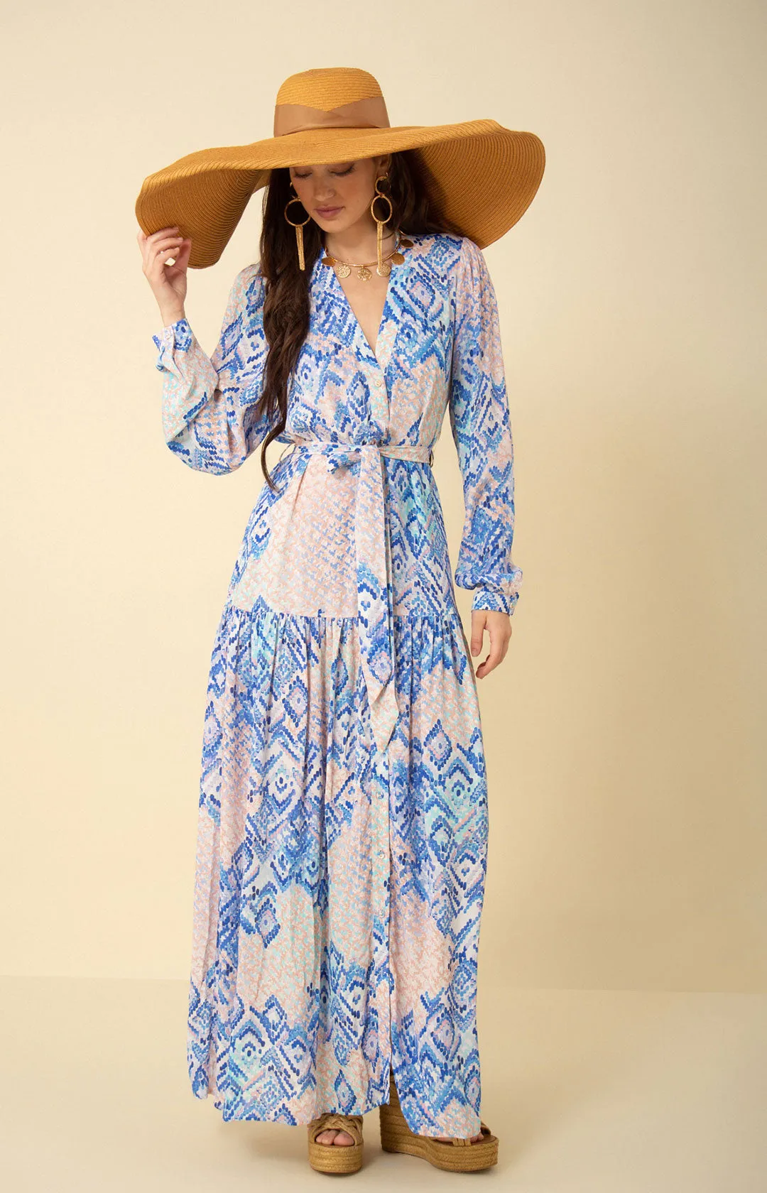 Arya Button Down Maxi Dress sold by Hale Bob product image thumbnail 2