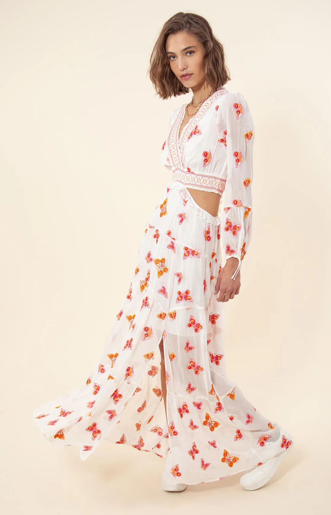 Bluebell Embroidered Maxi Open Sides sold by Hale Bob