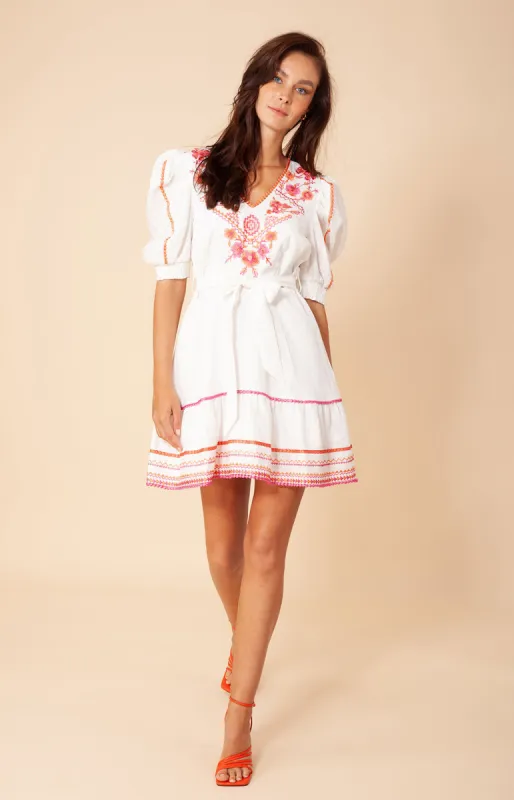 Lorna Embroidered Linen Dress sold by Hale Bob