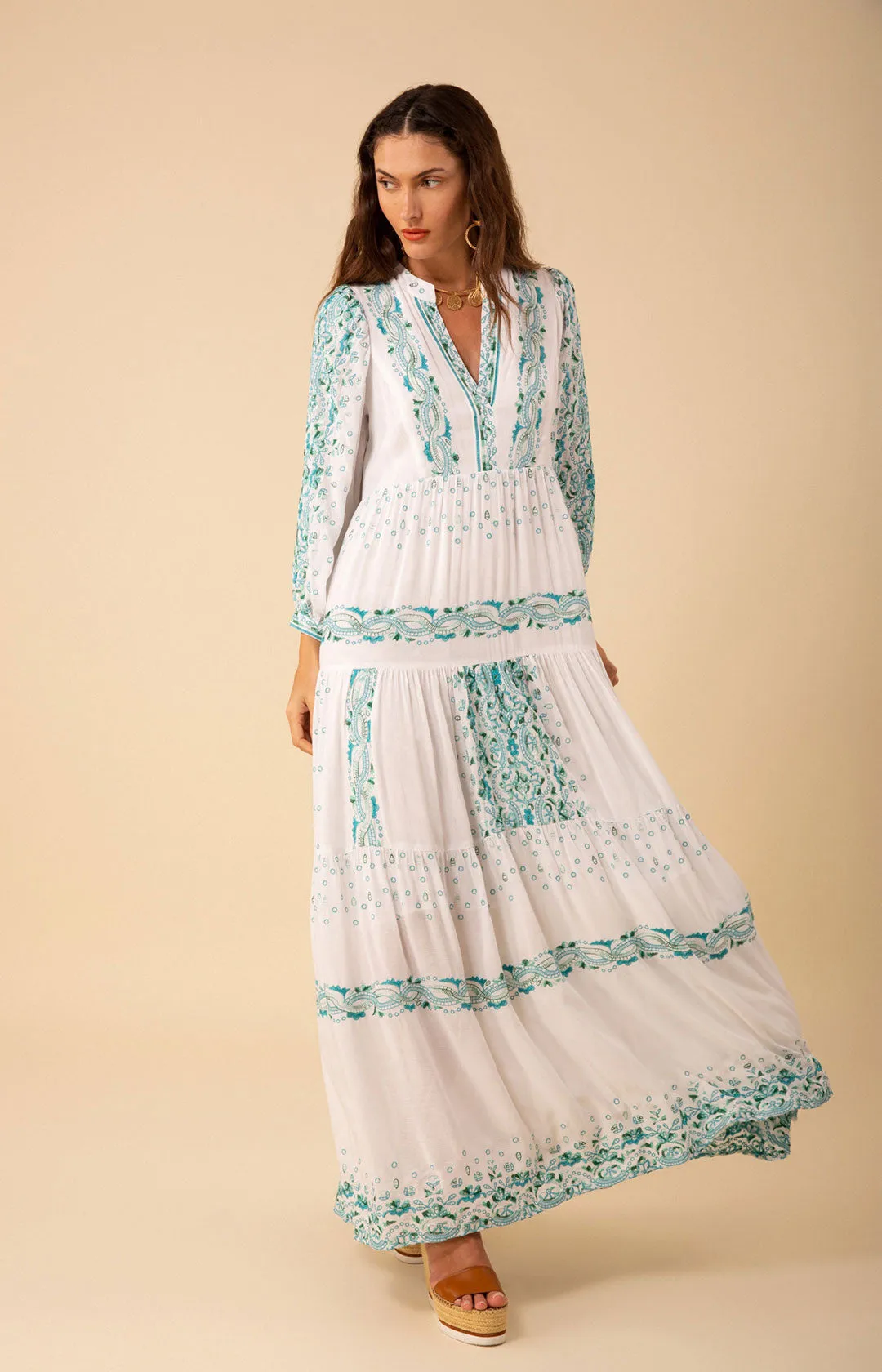 Emery Embroidered Maxi Dress sold by Hale Bob