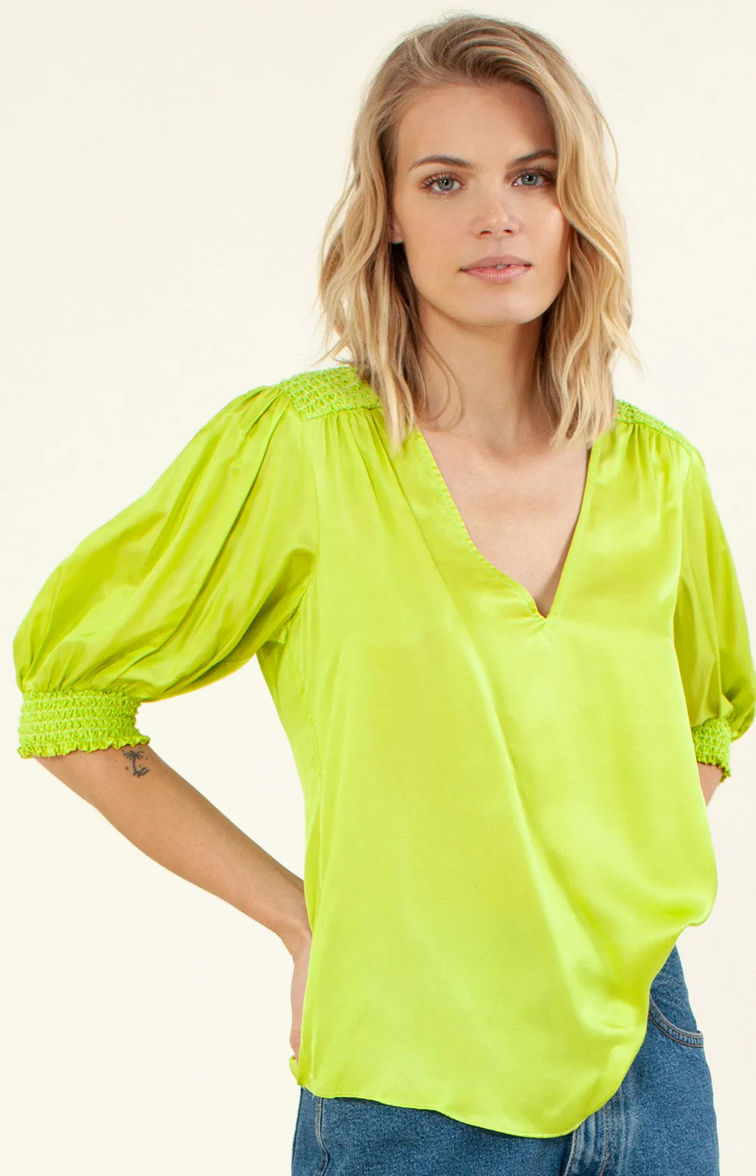 Kalinda Solid Silk Top sold by Hale Bob