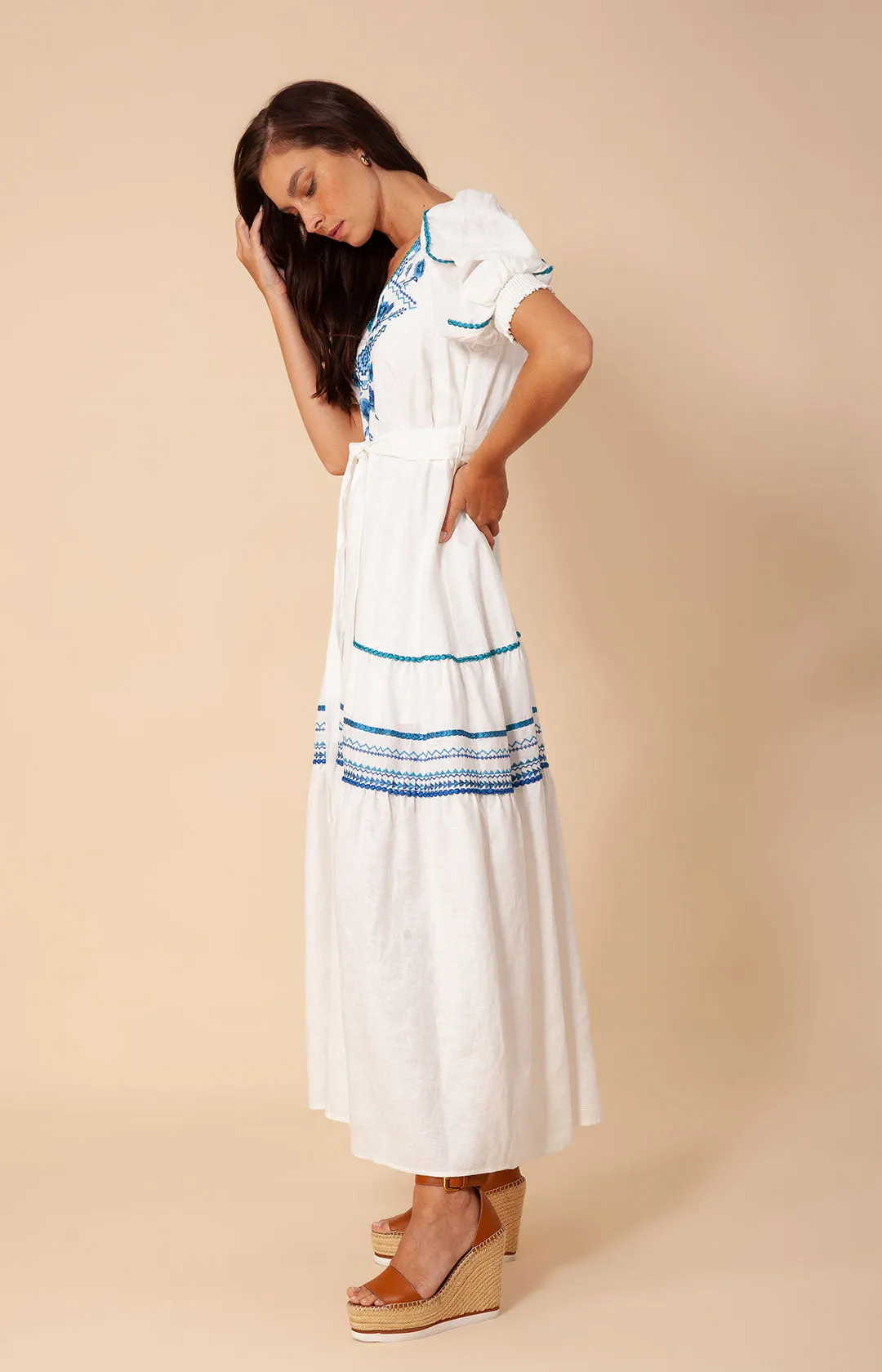 Lorna Embroidered Linen Maxi Dress sold by Hale Bob product image thumbnail 4