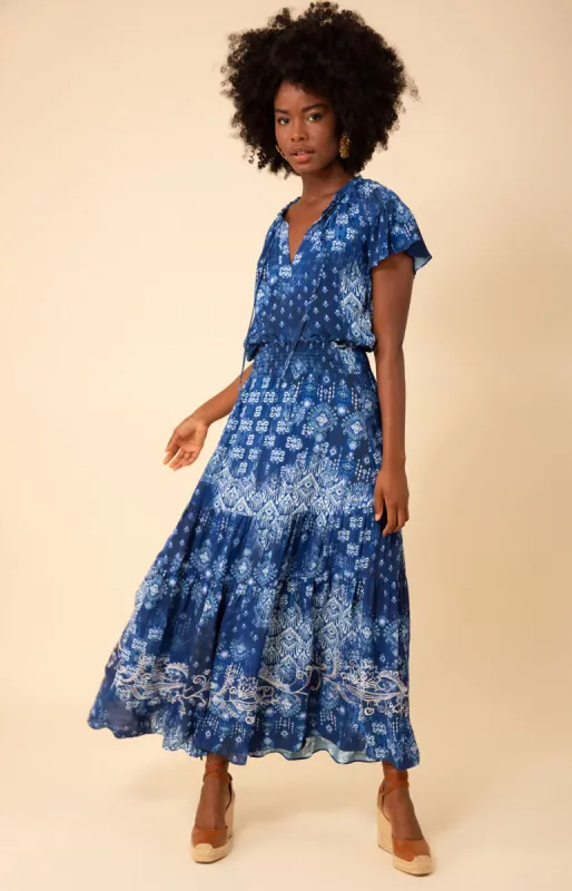 Catalina Tiered Maxi Skirt sold by Hale Bob