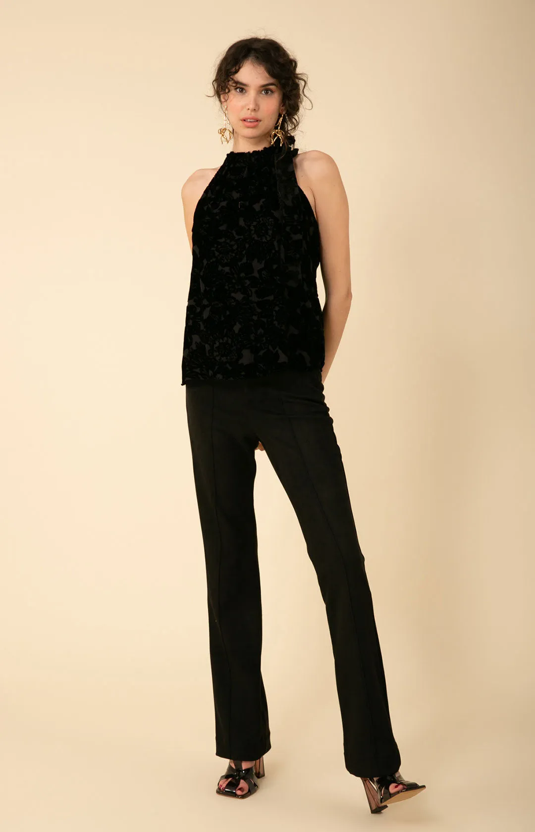 Romy Solid Velvet Burnout Halter Top sold by Hale Bob