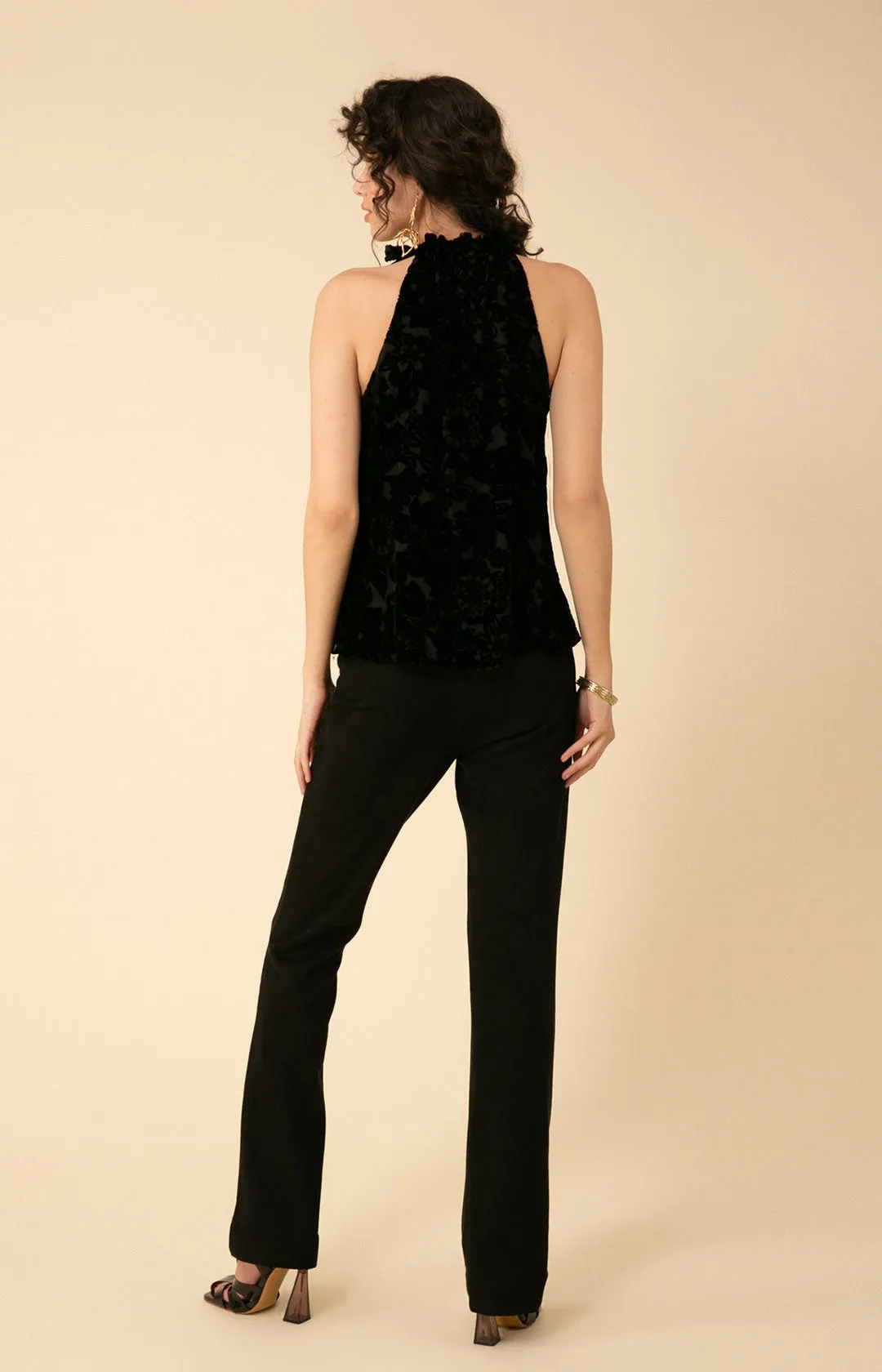 Romy Solid Velvet Burnout Halter Top sold by Hale Bob product image thumbnail 2