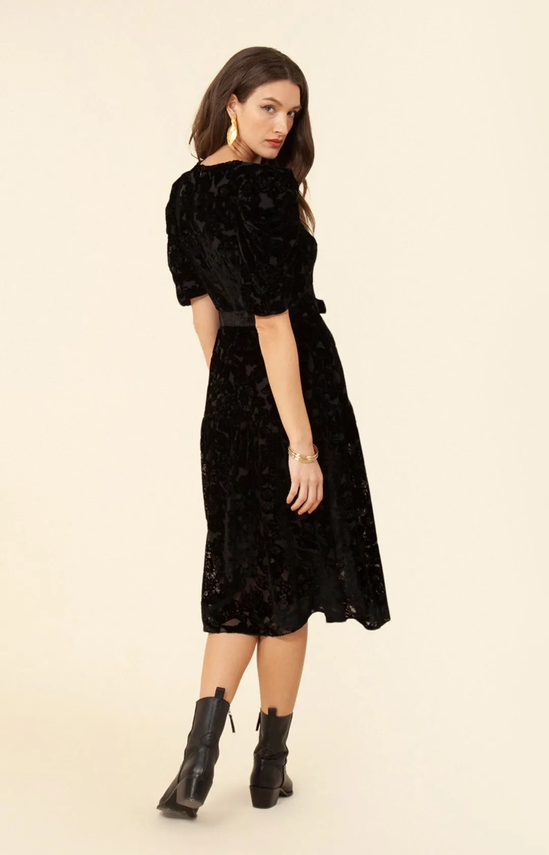 Mia Solid Velvet Burnout Midi Dress sold by Hale Bob product image thumbnail 2
