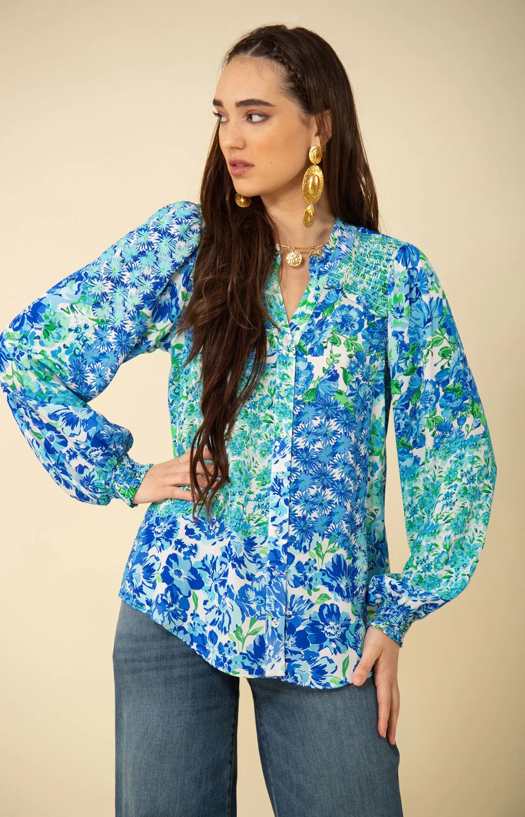 Lydia Button Down Top sold by Hale Bob
