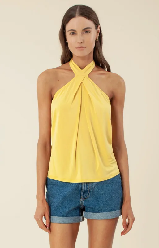Doanne Solid Halter Top sold by Hale Bob