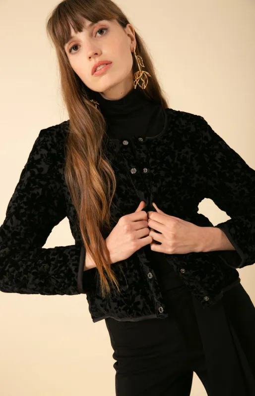Constance Solid Quilted Velvet Burnout Top sold by Hale Bob