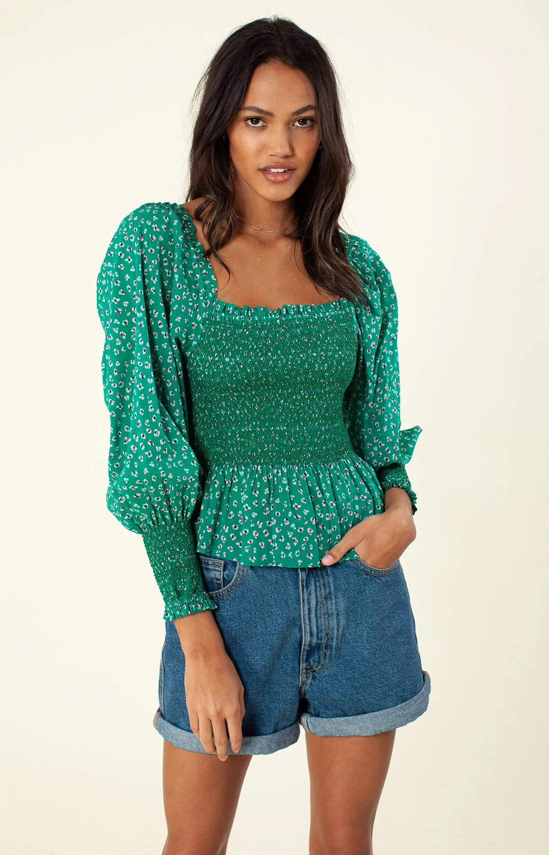 Arielle Smocked Top sold by Hale Bob