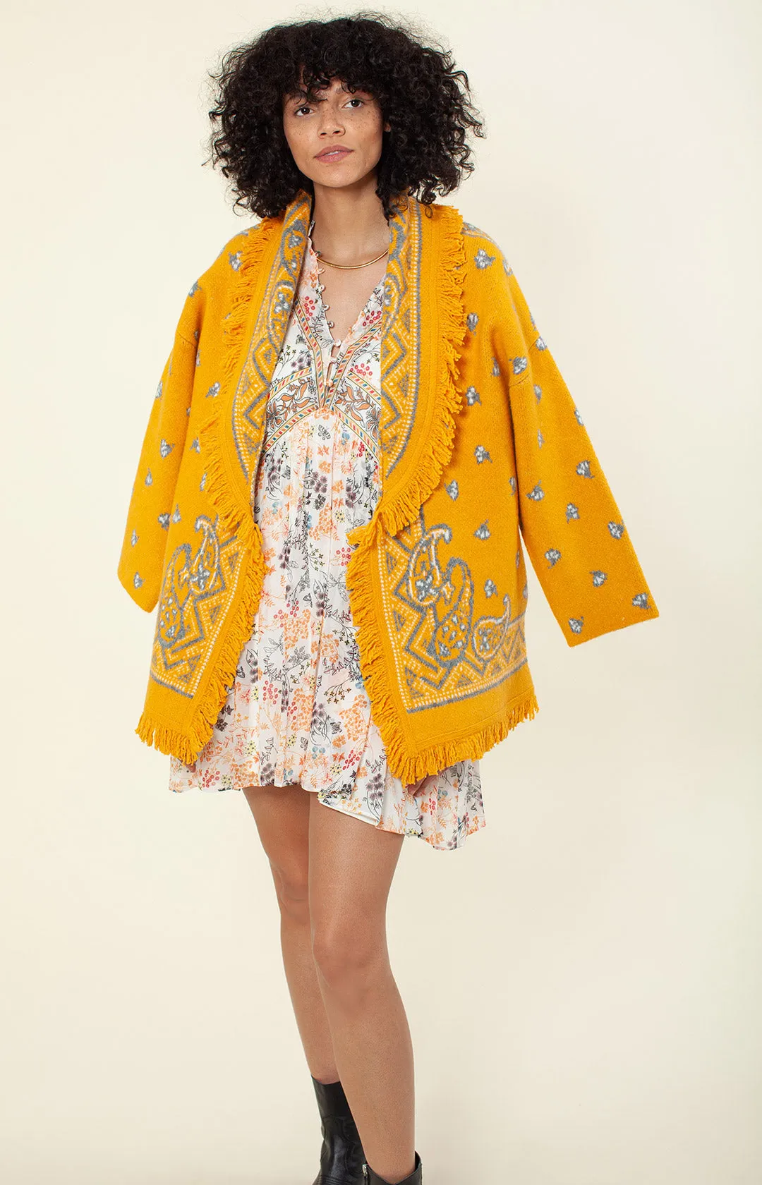 Jacqueline Jacquard Wrap Sweater sold by Hale Bob