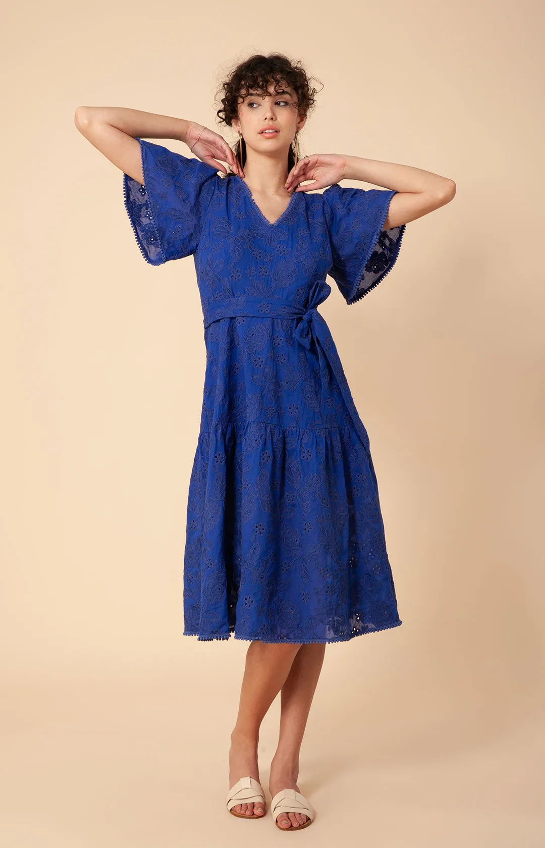 Mavis Embroidered Midi Eyelet Dress sold by Hale Bob