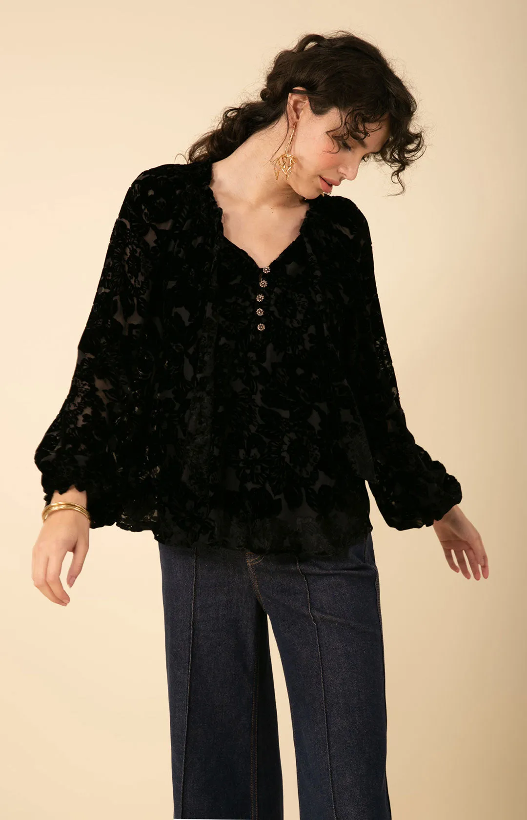 Alba Solid Velvet Burnout Top sold by Hale Bob product image thumbnail 4