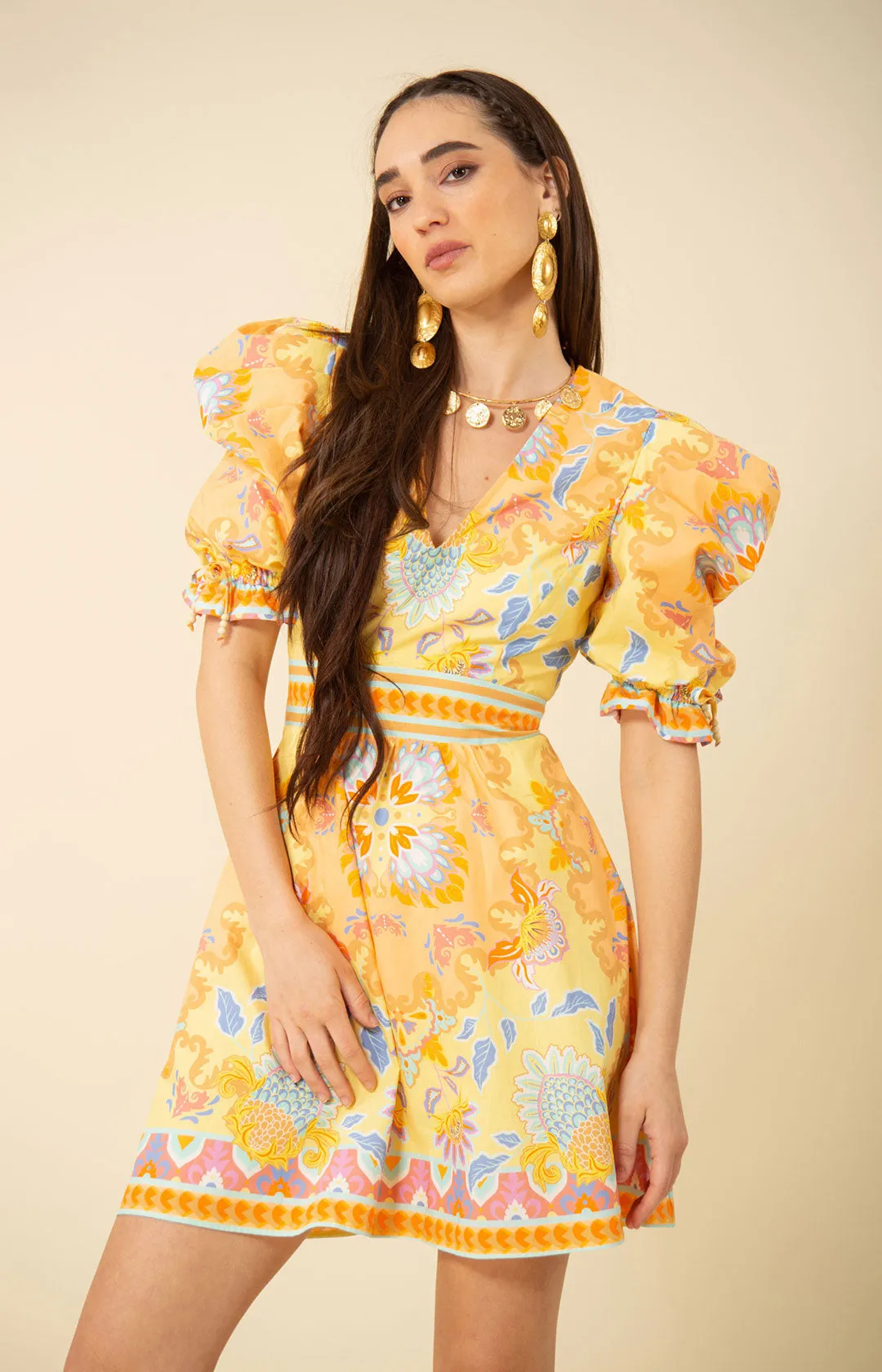 Skylar Poplin Puff Sleeve Dress sold by Hale Bob