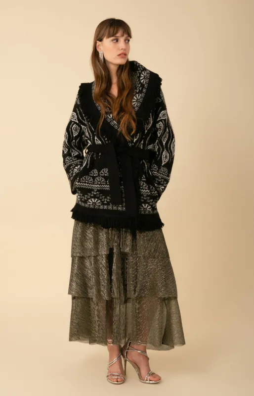 Emmy Fringe Wrap Sweater sold by Hale Bob